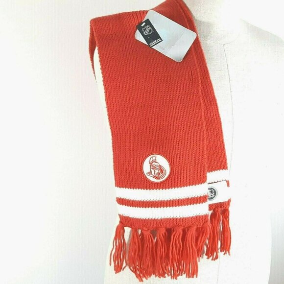 NHL Ottawa Senators Winter Scarf Men Women Gift Red Hockey Team Fringe New - Picture 3 of 5